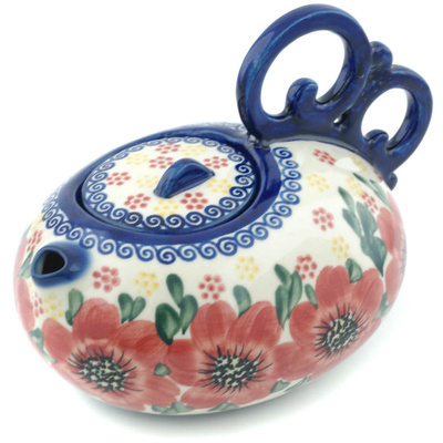 Polish Pottery Tea or Coffee Pot 27 oz Drops Of Beauty UNIKAT