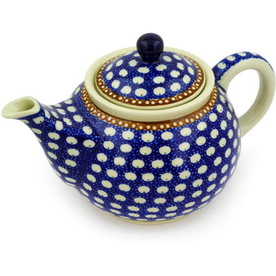 Polish Pottery Tea or Coffee Pot 3&frac12; cups Peacock Rain