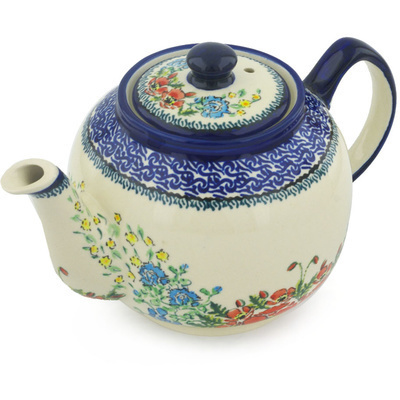Polish Pottery Tea or Coffee Pot 4 Cup Couronne De Feuillage UNIKAT
