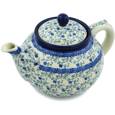 Polish Pottery Tea or Coffee Pot 5 cups Blue Vine