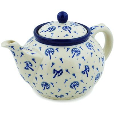 Polish Pottery Tea or Coffee Pot 5 cups Dandelions, Kites, Wind