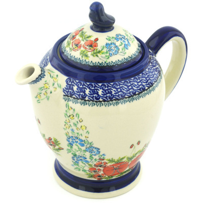 Polish Pottery Tea or Coffee Pot 52 oz Couronne De Feuillage UNIKAT