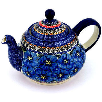 Polish Pottery Tea or Coffee Pot 52 oz Regal Bouquet UNIKAT