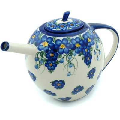 Polish Pottery Tea or Coffee Pot 55 oz Field Of Blue UNIKAT