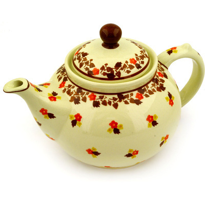 Polish Pottery Tea or Coffee Pot 6 Cup Autumn Vines