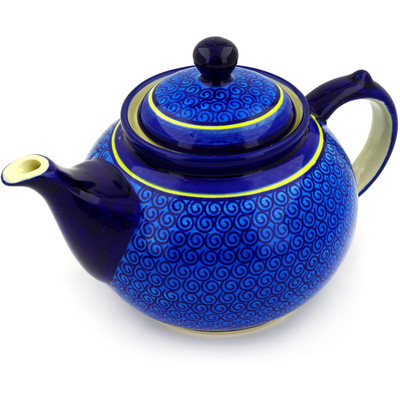 Polish Pottery Tea or Coffee Pot 6 Cup Blue Galaxy