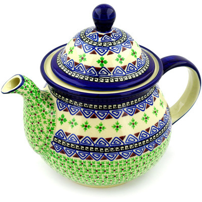 Polish Pottery Tea or Coffee Pot 6 cups Grecian Triangle