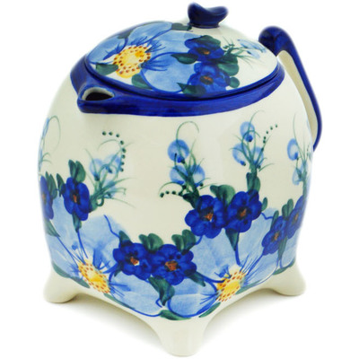 Polish Pottery Tea or Coffee Pot 62 oz Himalayan Blue Poppy UNIKAT