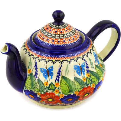 Polish Pottery Tea or Coffee Pot 76 oz Spring Splendor UNIKAT