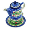 Polish Pottery Tea Set for One 17 oz Blooming Rowan