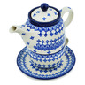 Polish Pottery Tea Set for One 17 oz Blue Beetles