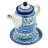 Polish Pottery Tea Set for One 17 oz Light Blue Lace