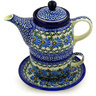 Polish Pottery Tea Set for One 17 oz Morning Daisy