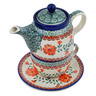 Polish Pottery Tea Set for One 17 oz Radiant Green Meadow