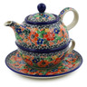 Polish Pottery Tea Set for One 22 oz Bountiful Basket UNIKAT
