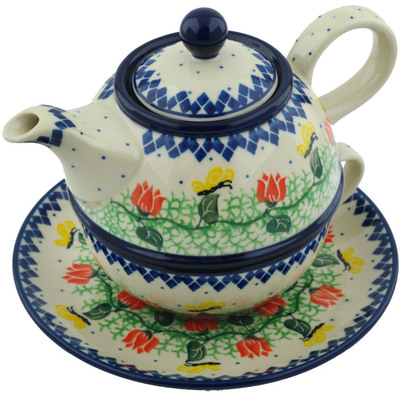 Polish Pottery Tea Set for One 22 oz Vine Of Love