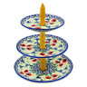 Polish Pottery Tiered Serving Stand Poppies And Cornflowers UNIKAT
