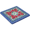 Polish Pottery Tile 4&quot; Red Pansy