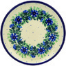 Polish Pottery Toast Plate Blue Bell Wreath
