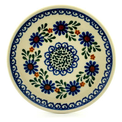 Polish Pottery Toast Plate Blue Daisy Meadow