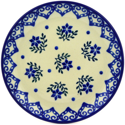 Polish Pottery Toast Plate Blue Holly