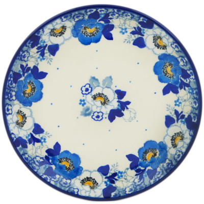 Polish Pottery Toast Plate Blue Spring Blue
