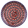 Polish Pottery Toast Plate Red Houndstooth
