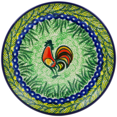Polish Pottery Toast Plate Rooster Parade UNIKAT