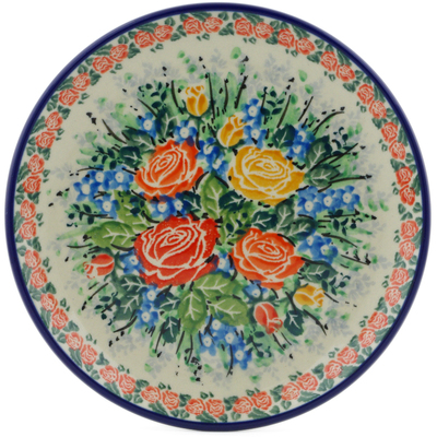 Polish Pottery Toast Plate Rose Splendor UNIKAT