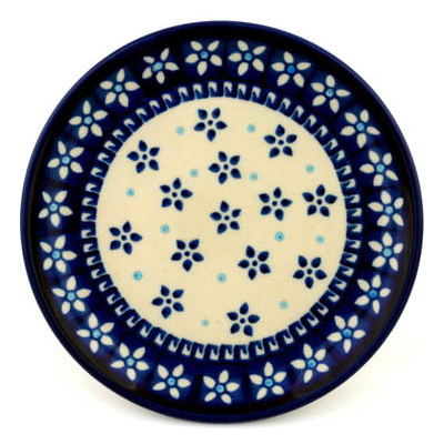 Polish Pottery Toast Plate Star Flower Dots