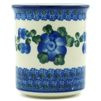 Polish Pottery Tumbler 10 oz Blue Poppies
