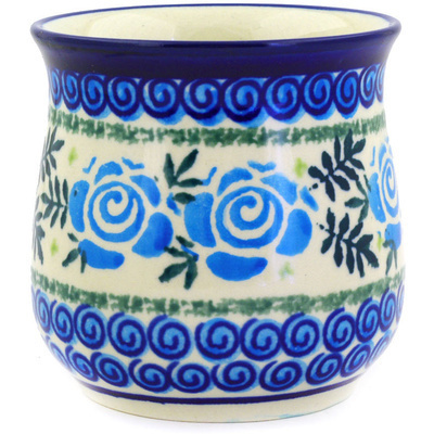 Polish Pottery Tumbler 10 oz Lady Blue Roses UNIKAT