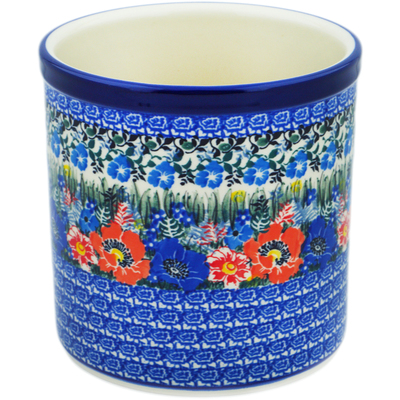 Polish Pottery Utensil Jar 6&quot; Touch Of Beauty UNIKAT