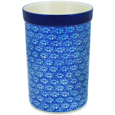 Polish Pottery Utensil Jar 8&quot; Deep Into The Blue Sea