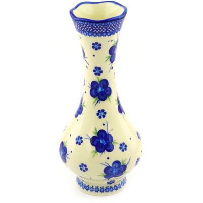 Polish Pottery Vase 10&quot; Bleu-belle Fleur