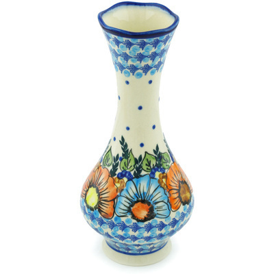Polish Pottery Vase 10&quot; Bold Poppies
