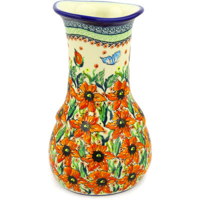 Polish Pottery Vase 10&quot; Summer Splendor UNIKAT