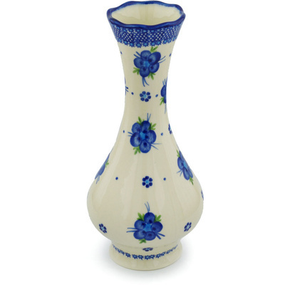 Polish Pottery Vase 11&quot; Bleu-belle Fleur