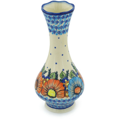 Polish Pottery Vase 11&quot; Bold Poppies UNIKAT