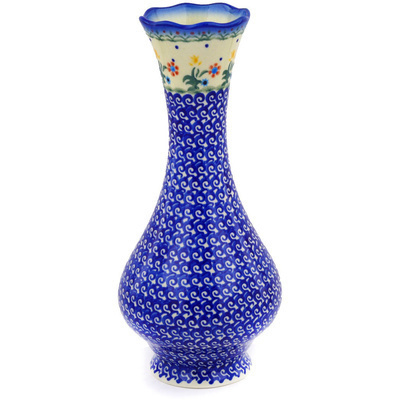 Polish Pottery Vase 11&quot; Spring Flowers