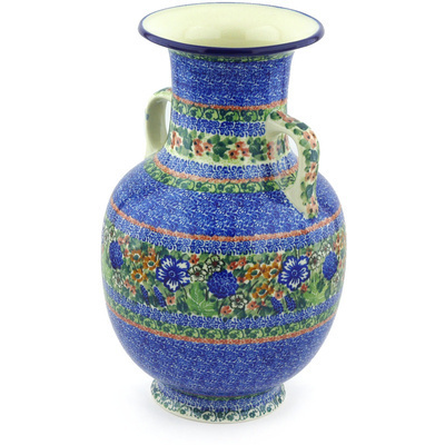 Polish Pottery Vase 12&quot; Meadow At Night UNIKAT