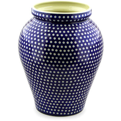Polish Pottery Vase 16&quot; Blue Eyes