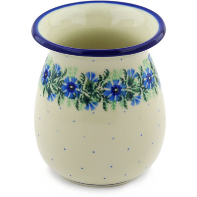 Polish Pottery Vase 5&quot; Blue Bell Wreath