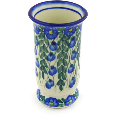 Polish Pottery Vase 5&quot; Blue Velvet Gardens