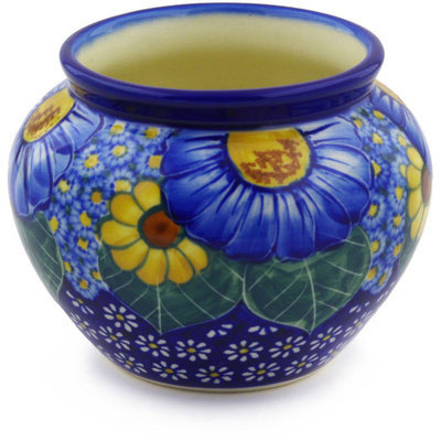 Polish Pottery Vase 5&quot; Floral Fruit Basket UNIKAT