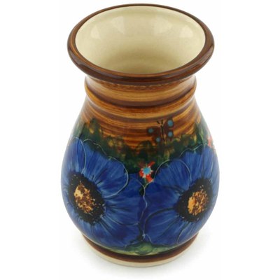 Polish Pottery Vase 5&quot; Tropical Wildflowers UNIKAT