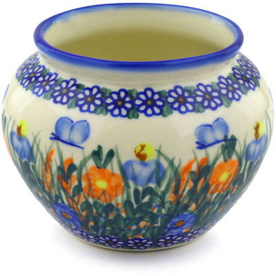 Polish Pottery Vase 5&quot; Wildflowers And Butterflies UNIKAT