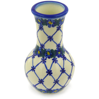 Polish Pottery Vase 6&quot; Spring Lattice