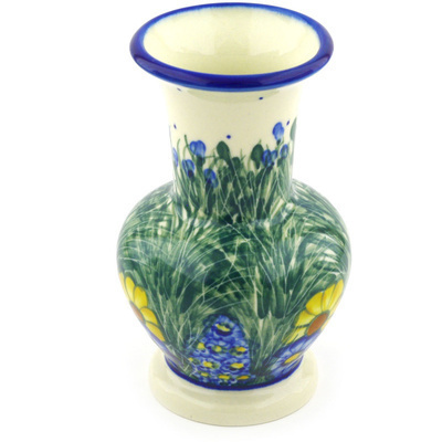 Polish Pottery Vase 6&quot; Wildflower Meadow