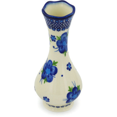 Polish Pottery Vase 7&quot; Bleu-belle Fleur